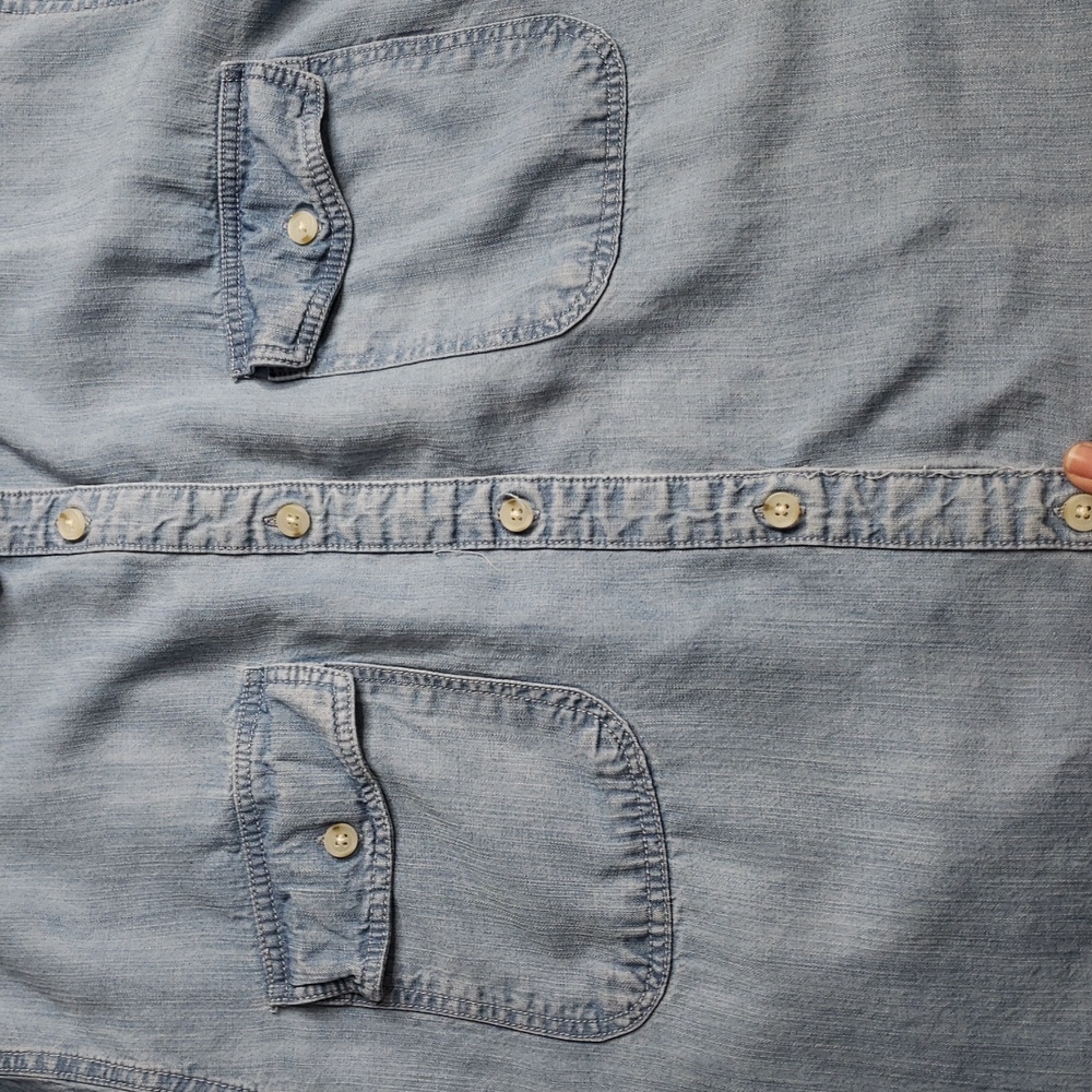 Thread & Supply Tencel Lyocell Button Up Denim Blue Shirt Size 3X Coastal Pocket - Picture 12 of 14